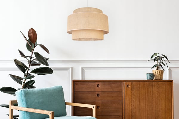 Hængende lampe, loftslysekrone, lampeskærm, boho juta