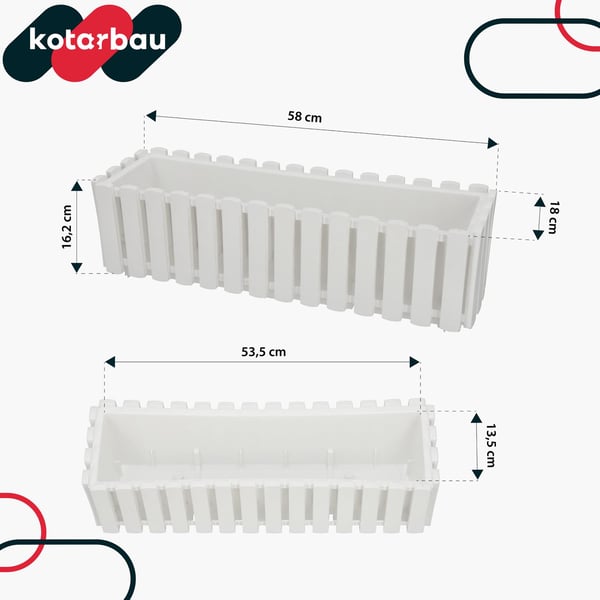 Blomkruka balkonglåda för balustrad terrassblommor vit 60 cm 6 st