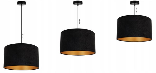 HÆNGENDE LAMPE LOFTSKRONE GYLDEN FLØJLSSKÆRM