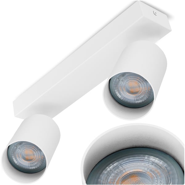 Taklampa spotreflektor TUBA halogenarmatur 2x GU10 TABULA LUMILED