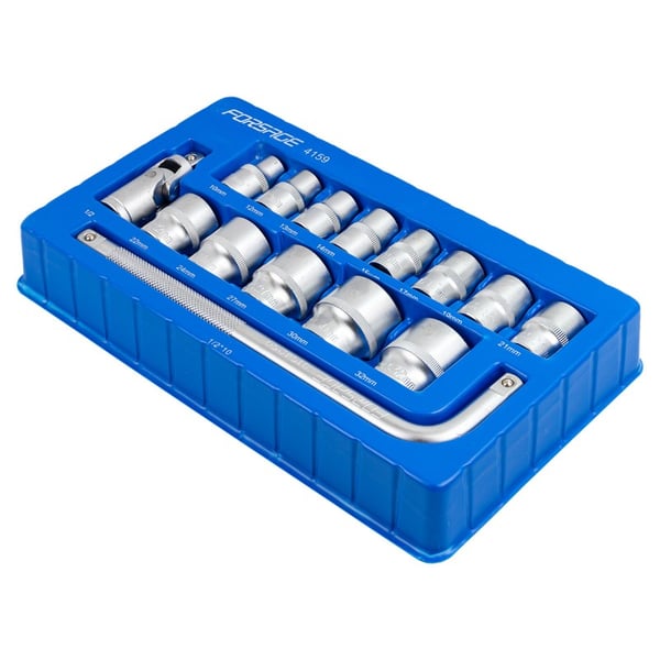 Topnøglesæt 1/2" 10-32 mm 6-kant 15 dele