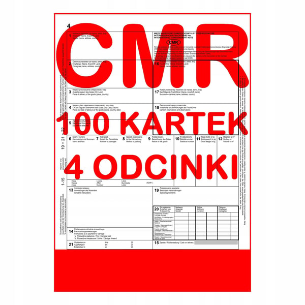 CMR-fragtbrev 100 ark - 4 sektioner - 25 sæt