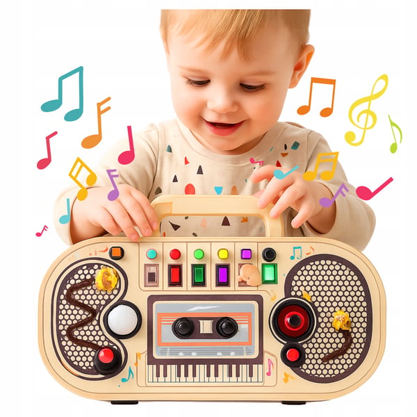 Puinen Montessori-lauta, opettavainen radiosoitto, manipuloiva LED
