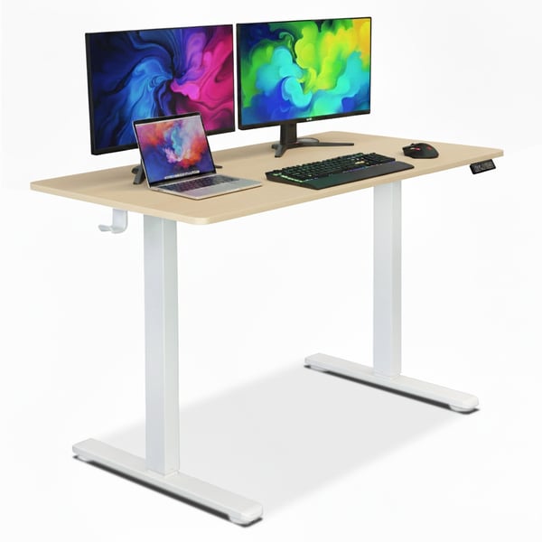 Elektrisk justerbart automatisk højtstående skrivebord 120x60 beige