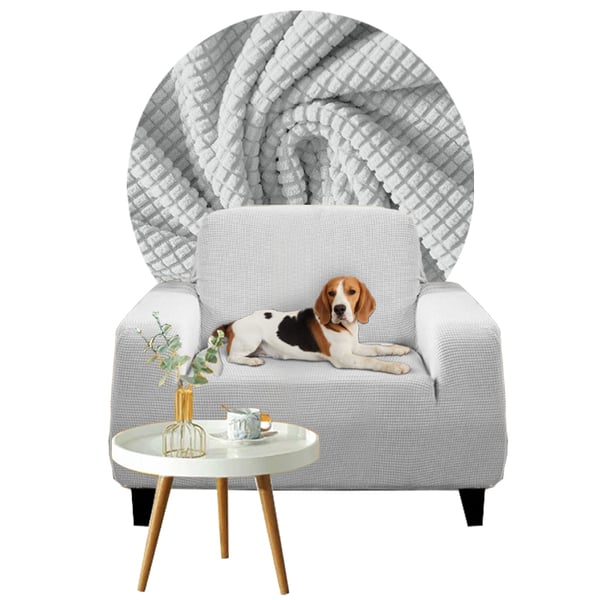 Vuodesohvan päällinen, yhden istuttava sohva, vaaleanharmaa jacquard Vuodesohvan päällinen, yhden istuttava sohva, vaaleanharmaa jacquard
