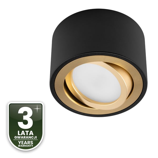 Overflademonteret HALOGEN Spot Tube Bevægelig Rund Sort og Guld 50mm AMAT-S LUMILED