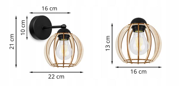 VÆGLAMPE, FIRKANTET LAMPE, LOFTSLAMPE, TRÆSKÆRM, LED