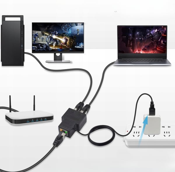 SPLITTER LAN 1x2 ADAPTER SWITCH SPLITTER 2xRJ45 ETHERNET 100Mbps