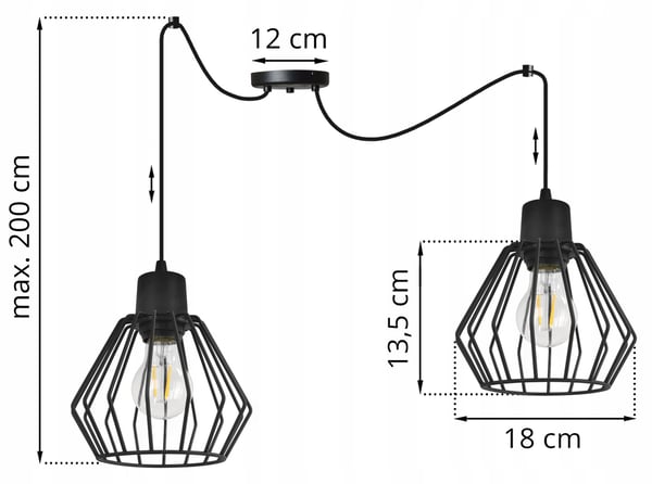 Hængelampe, loftslysekrone, trådskærm, LED