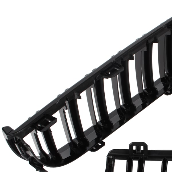 BMW 3 E90 / E91 04-09 SEDAN / KOMBI gitter mellem forlygterne (nyrerne) venstre + højre sæt SORTE GLOSSY DOBBELTE BÅNDRIBBER