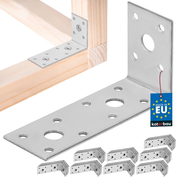 Kotarbau® Kirvesmiehen kulmaliitin ruostumatonta terästä sinkittyä 100 x 50 x 35 mm 100 kpl:n sarja