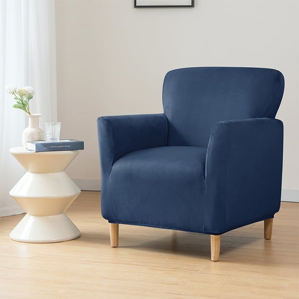 Päällinen pieneen nojatuoliin S, samettia, tummansininen