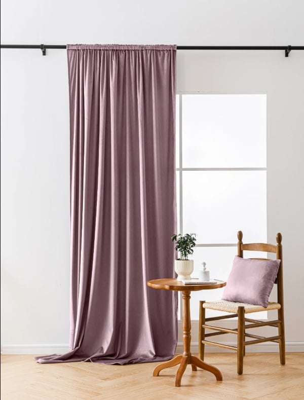 Sammetsgardin med tejp 140x270 rosa mörkling