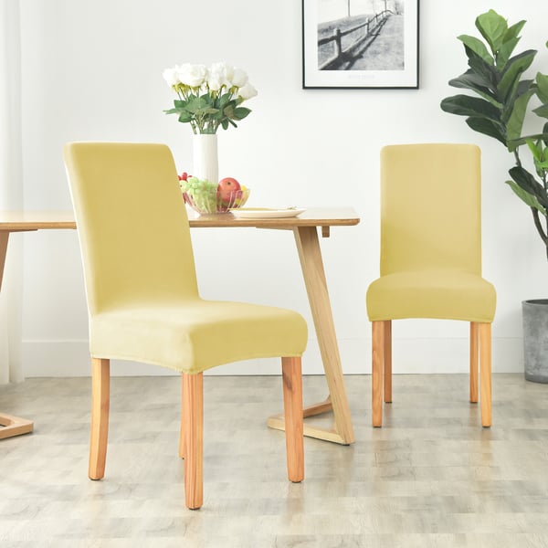 Samettinen tuolinpäällinen, paksu keltainen sametti