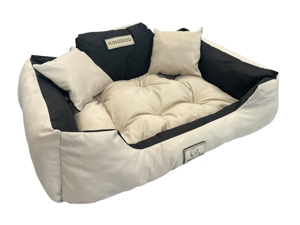 Hundeseng kennel KINGDOG 75x65 cm personaliseret vandtæt beige