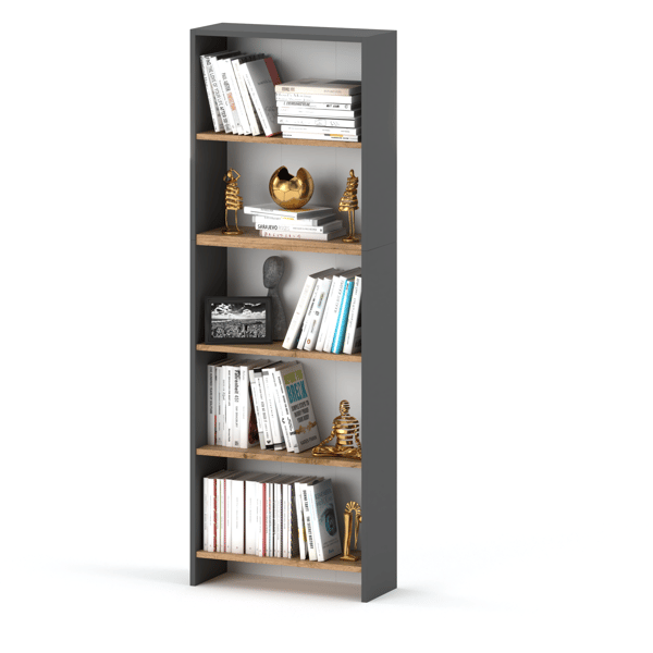 Kontorreol Grå Eg Wotan 60cm 5 hylder Loft Legetøjshylde