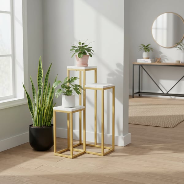 Metalblomsterstativ til potteplanter, loftstil i flere niveauer, 3 hylder
