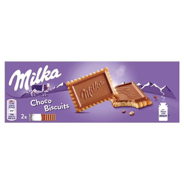 Milka Choco Biscuit -keksit alppimaitosuklaalla 150 g Milka Choco Biscuit -keksit alppimaitosuklaalla 150 g