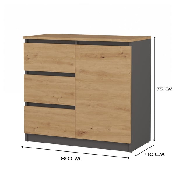 Malwa 1D3S/BA antracit kommode