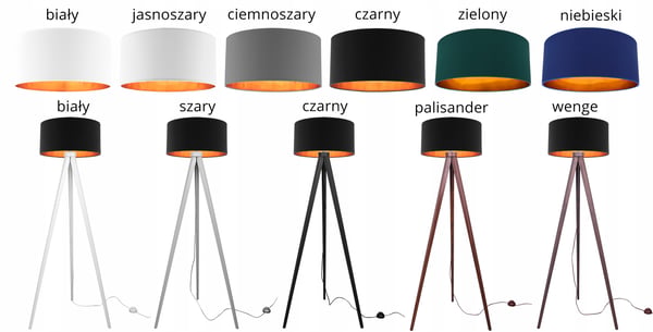 GULVlampe TRIPOD stående i gyldent træ