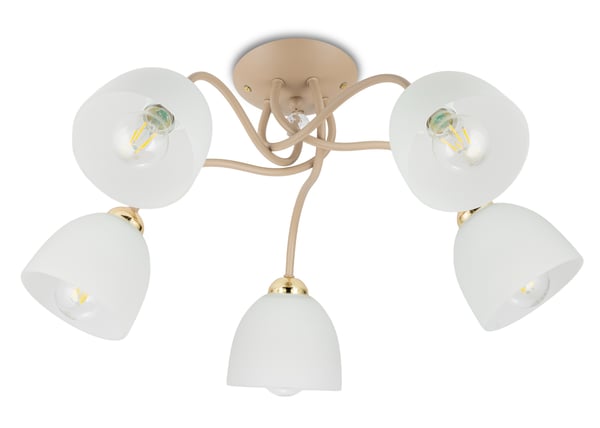 Tina Beige taklampa i glas 5xE27