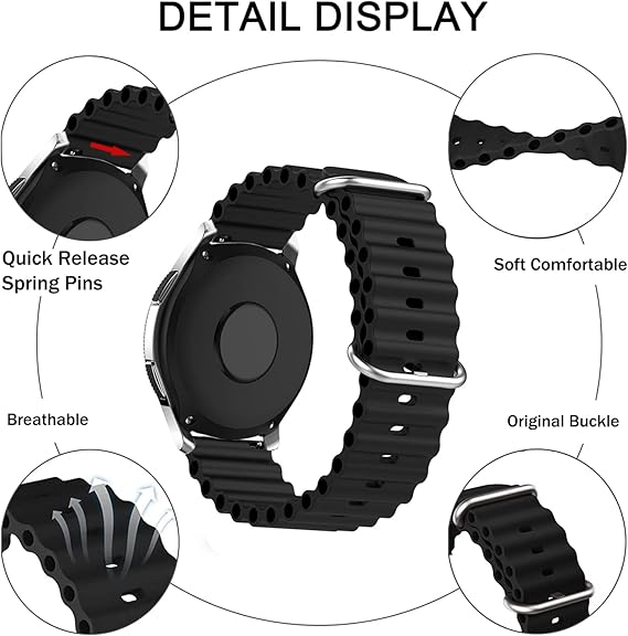 Silikonirannekkeet Samsung Galaxy Watch 3 45mm 22mm mustavalkoiset 2 kpl