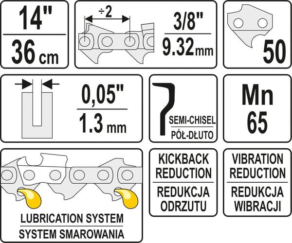 SAVKÆDE 14'' 3/8'' 1,3MM 50T - YT-84950