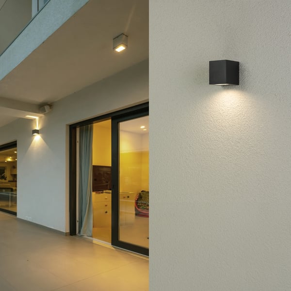 Trädgårdsvägglampa, Fasad, Utomhuslampa, GU10, ALLIUM, Svart, Fyrkantig, LUMILED