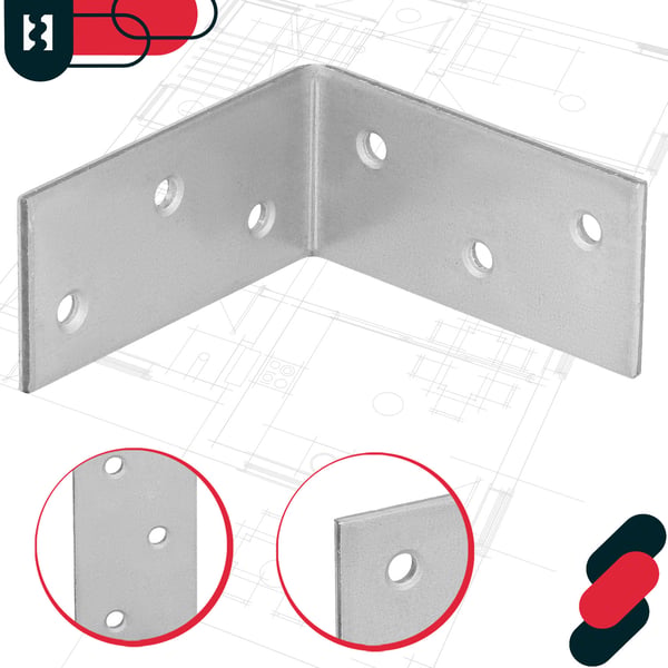 KOTARBAU snickarvinklekoblinger rustfrit stål galvaniseret 50 x 50 x 25 mm sæt 50 stk