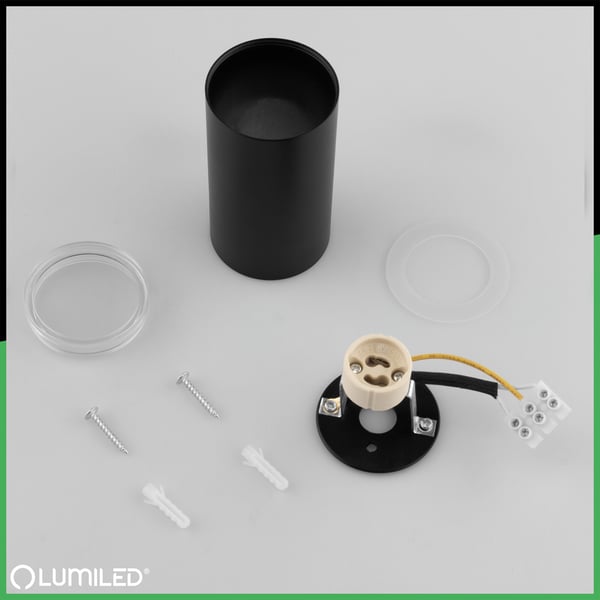 Taklampa spotreflektor LED armatur spot rör GU10 IP44 ADERO svart Lumiled