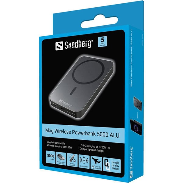 Sandberg Mag Wireless 5000 ALU -varavirtalähde