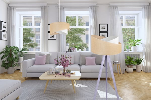 TRIPOD GULVLAMPE MED TRÆSKÆRM I JUTE 45 CM