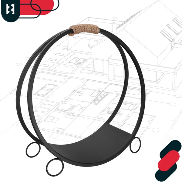 KOTARBAU® Brændekurvsstativ til pejs Stål Metal Brændekurv Dekorativ Loftkurv Hjul Sort 59 x 22,5 x 61 cm