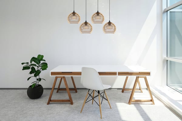 Hængende lampe, loftslysekrone, træ, LED lampeskærm