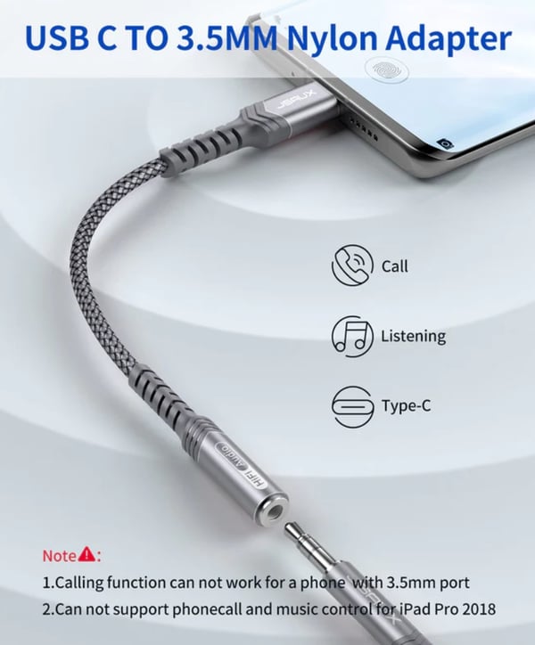 Jsaux DAC Audio USB-C - Mini Jack 3.5mm naaras AUX-sovitinkaapeli
