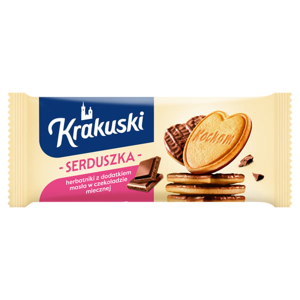 Krakuski Hearts -keksit voilla maitosuklaassa 171 g Krakuski Hearts -keksit voilla maitosuklaassa 171 g