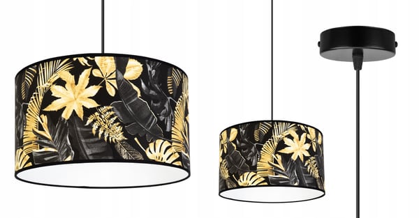 Lofthængende lampe, lampeskærm, gyldne blomster, LED