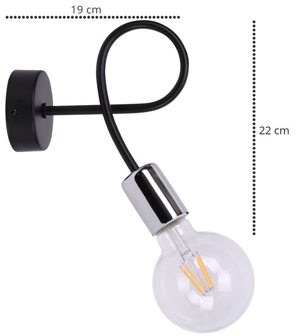 Moderne EDISON væglampe, forkromet LED-armatur