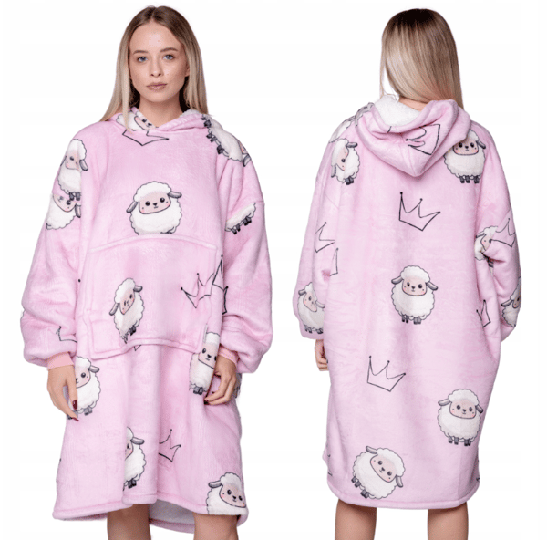 BLANKET collegepaita Ylisuuri lämmin Paksu peitto collegepaita 2in1 XXL lampaankuvioinen karvainen [KB-W15]