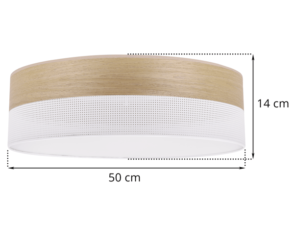 Loftlampe i træplexi, hvid, 50 cm, gylden eg