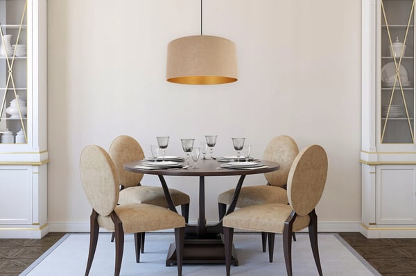 HÆNGENDE LAMPE LOFTSKRONE GYLDEN FLØJLSSKÆRM