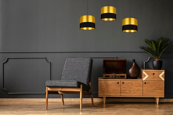 MODERNE LOFTHÆNGELAMPE, GYLDEN LAMPESKÆRM, LED