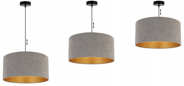 HÆNGENDE LAMPE LOFTSKRONE GYLDEN FLØJLSSKÆRM