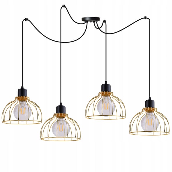 Lofthængende lampe med lysekrone i gylden edderkop-stil
