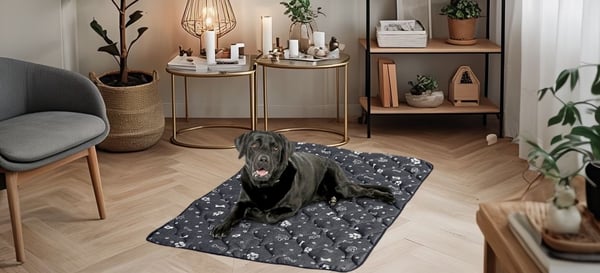 Hundemadras 100x70 cm vandtæt knogler sølv