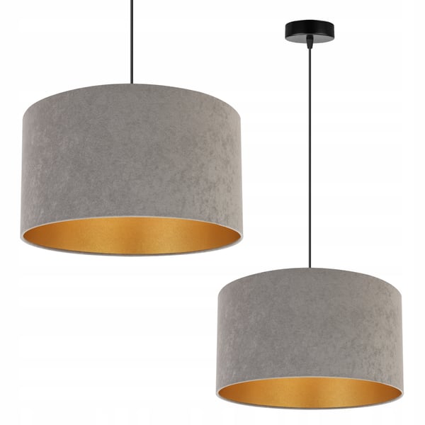 HÄNGANDE LAMPA TAKKRONAN GYLLENE SAMMETS LAMPSKÄRM