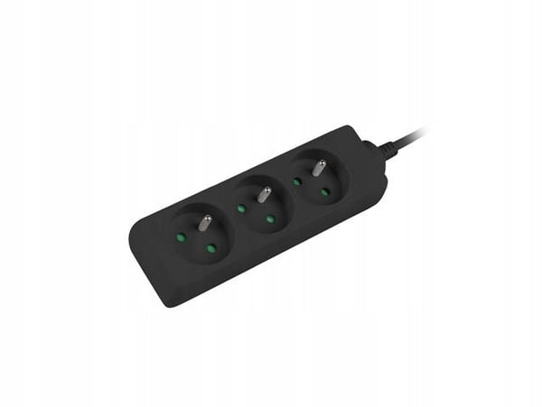 Lanberg forlængerskinne 3m sort 3x 230V PL, kabel lavet af massivt kobber