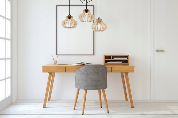 Hængende lampe, loftslysekrone, træ, LED lampeskærm