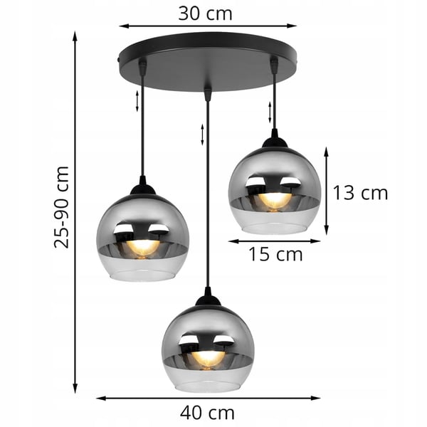 ELEGANT HÆNGELAMPE, GLASLAMPE, KROM LED