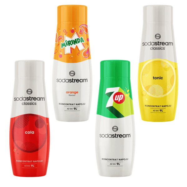 Sodastream Cola + Mirinda + 7Up + Limsasiirapit limsasuihkulähteeseen 4 kpl.